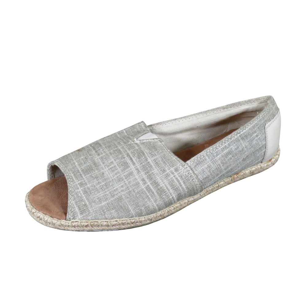 TOMS Alpargata Women Open Toe Espadrille Flat Size 9 Summer Slip On Beige Linen